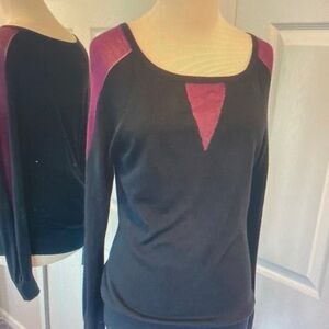Pixley Black and Magenta Long Sleeve Top